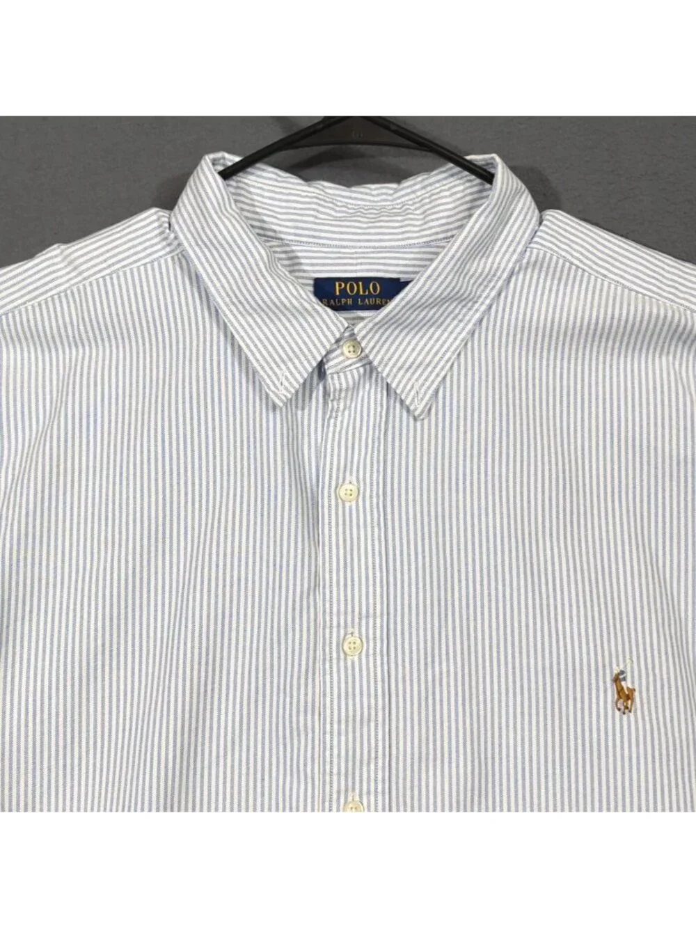 Polo Ralph Lauren Shirt Men's 3XB Blue Striped Flesh Pony OCBD Preppy